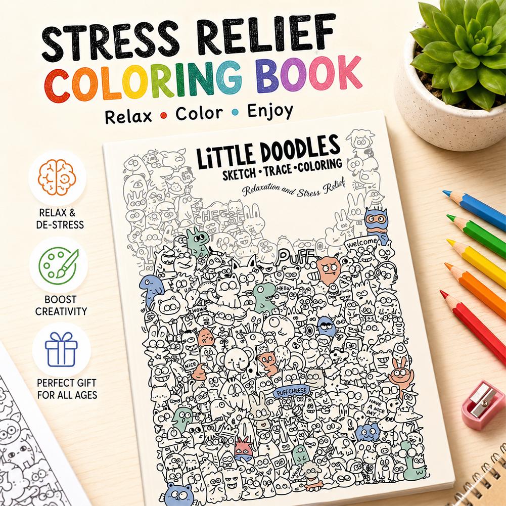 Photography Of Book - Little Doodles Coloring Book Pages, Sketch